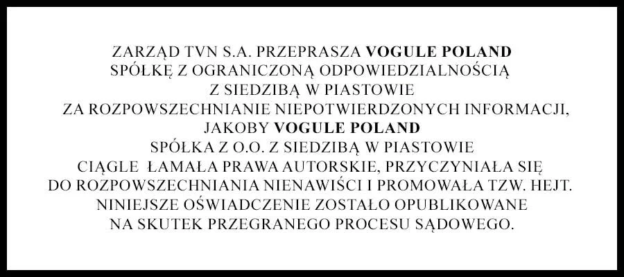 TVN przeprasza Vogule Poland