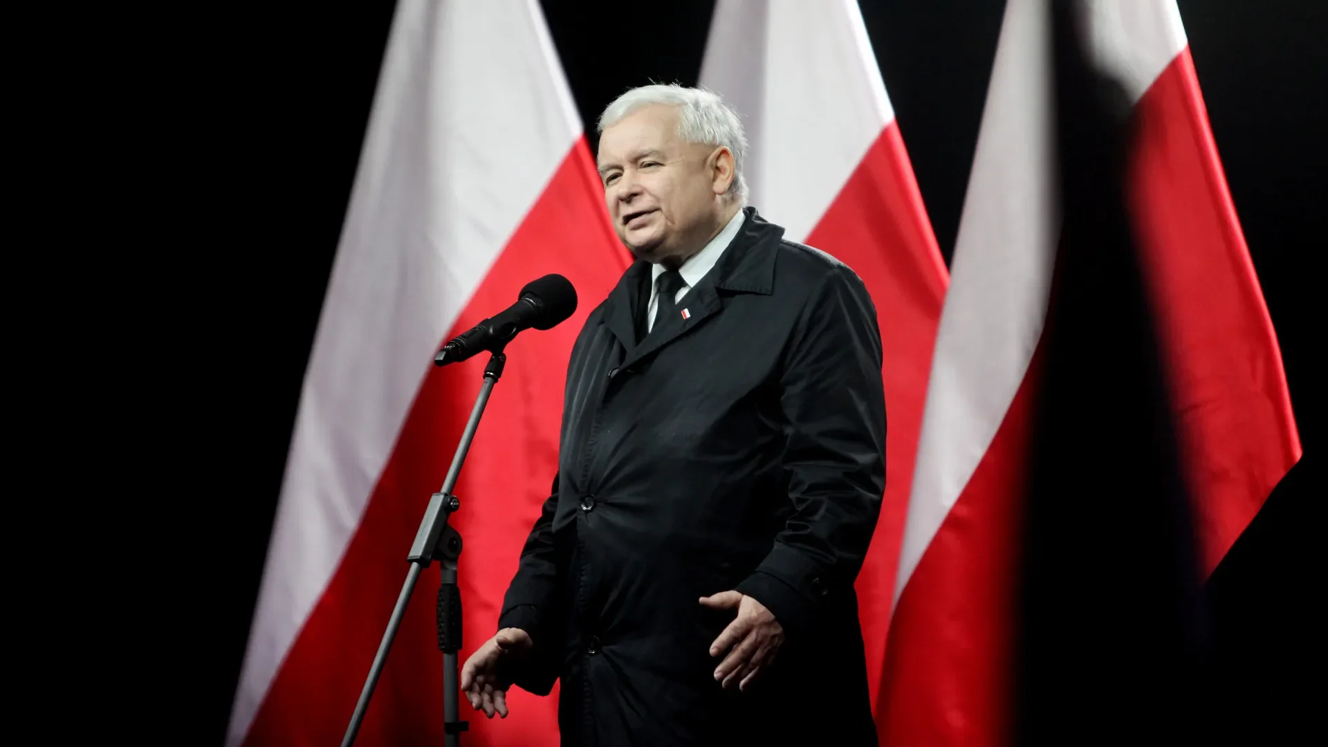 Prezes PiS Jarosław Kaczyński na manifestacji.
