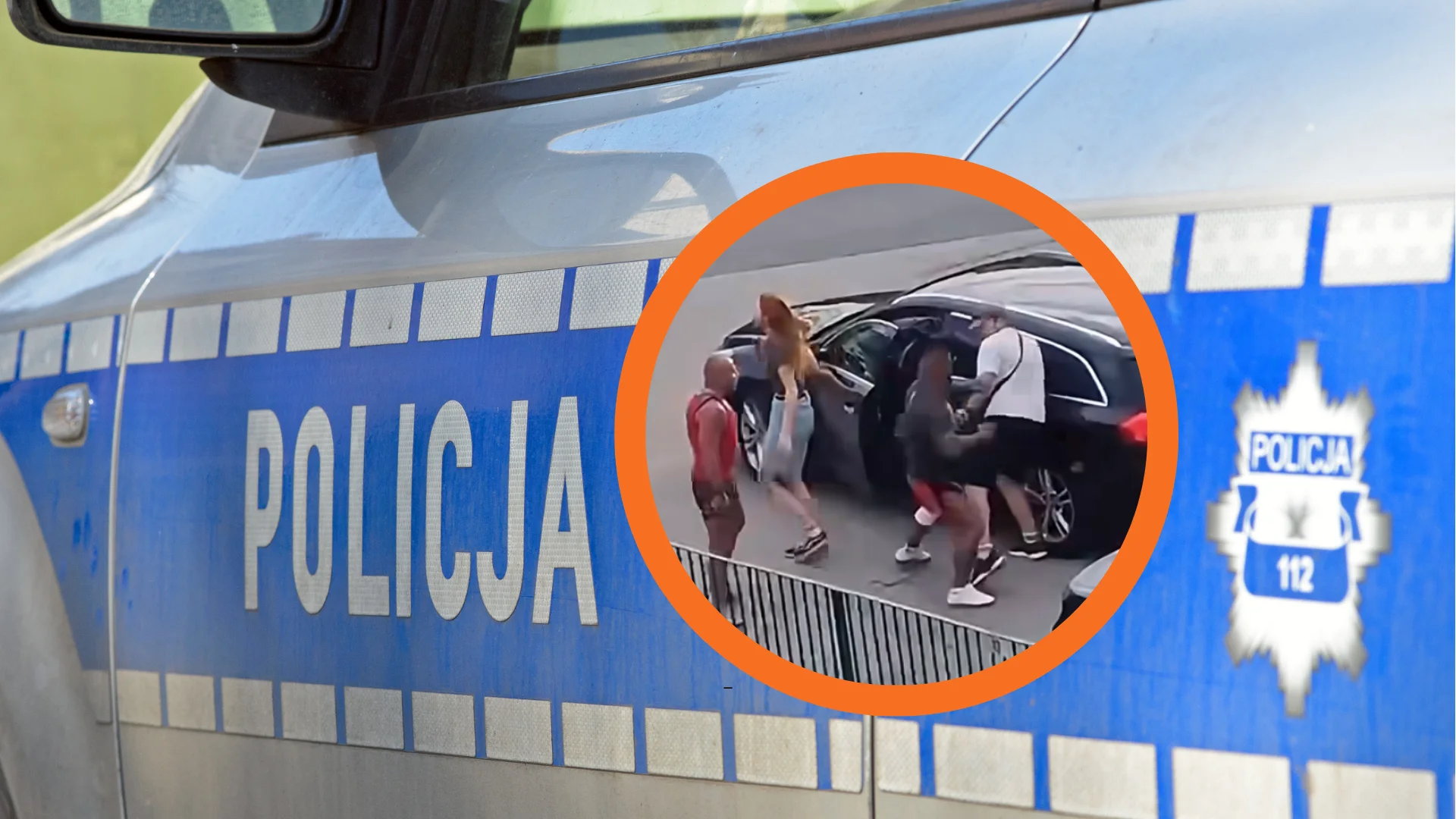 Brutalne pobicie pary Ukraińców we Wrocławiu. Apel 20-latki łamie serce radiowóz policyjny, w ramce scena ze zdarzenia