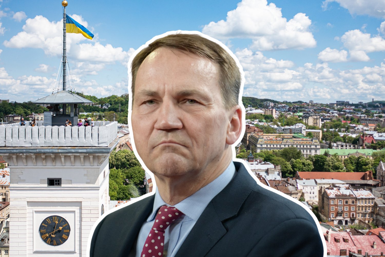Radosław Sikorski, w tle Lwów