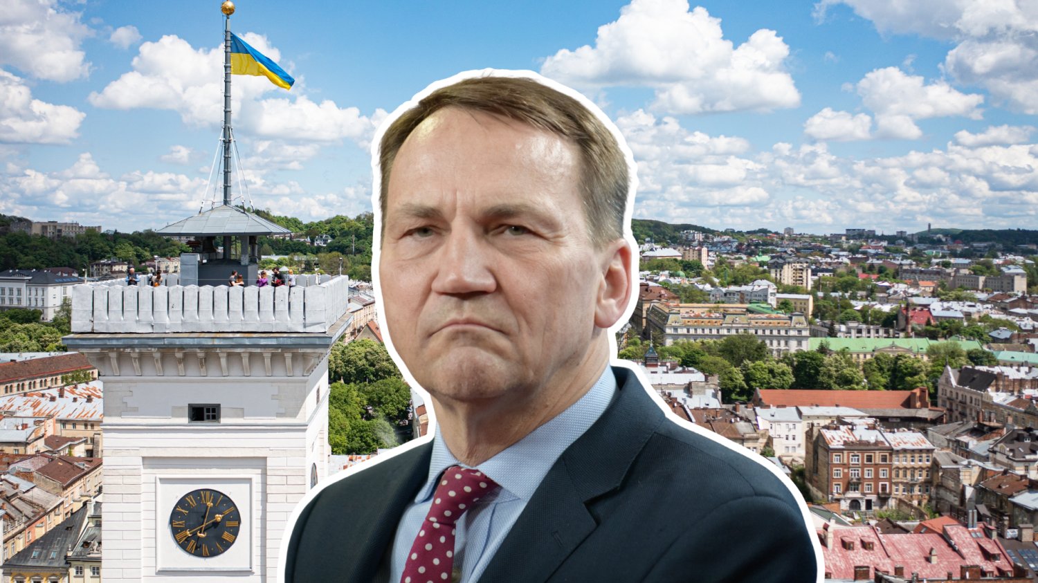 Radosław Sikorski, w tle Lwów