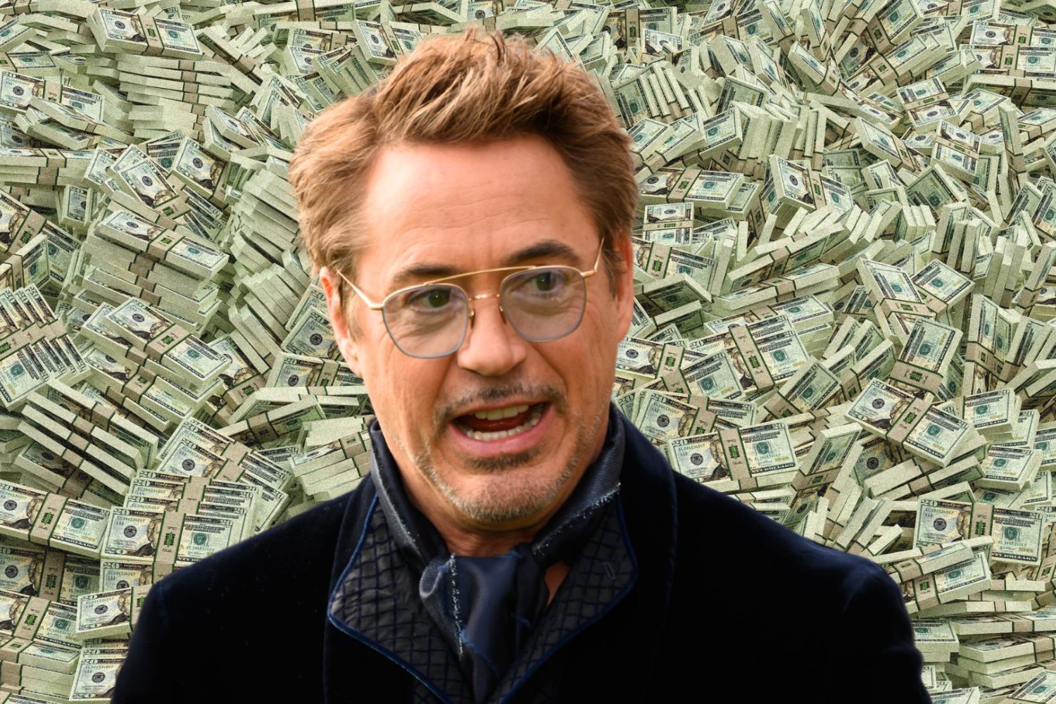Robert Downey Jr. na tle góry dolarów