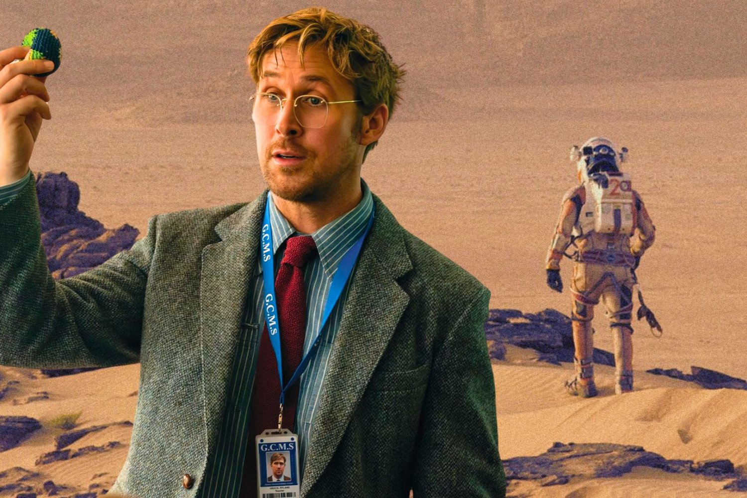 Projekt Hail Mary i Marsjanin Ryan Gosling z Projekt Hail Mary na tle kadru z Marsjanina