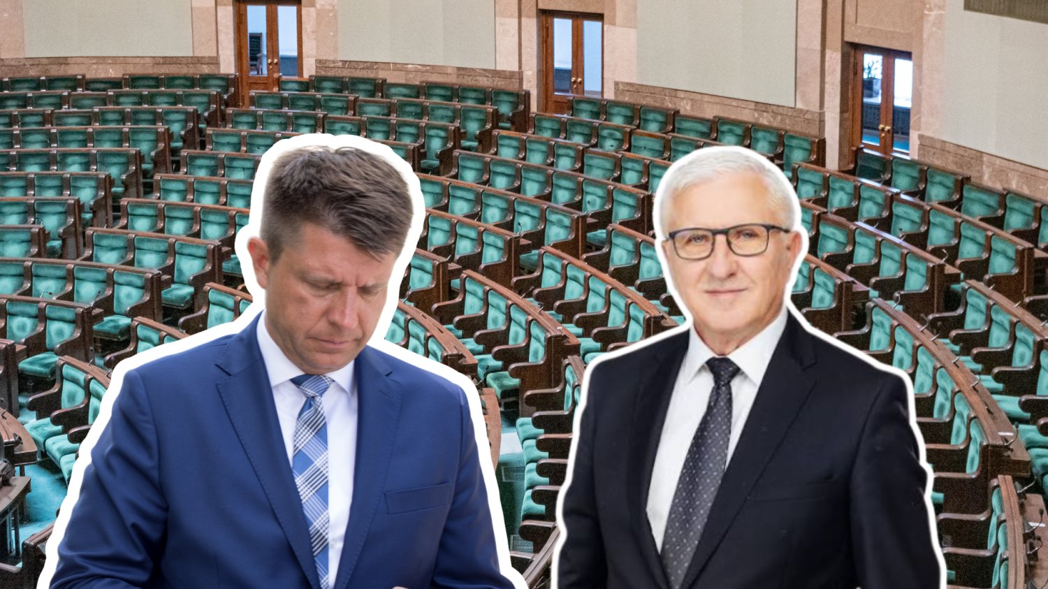 Ryszard Petru i Wadim Tyszkiewicz, w tle Sejm