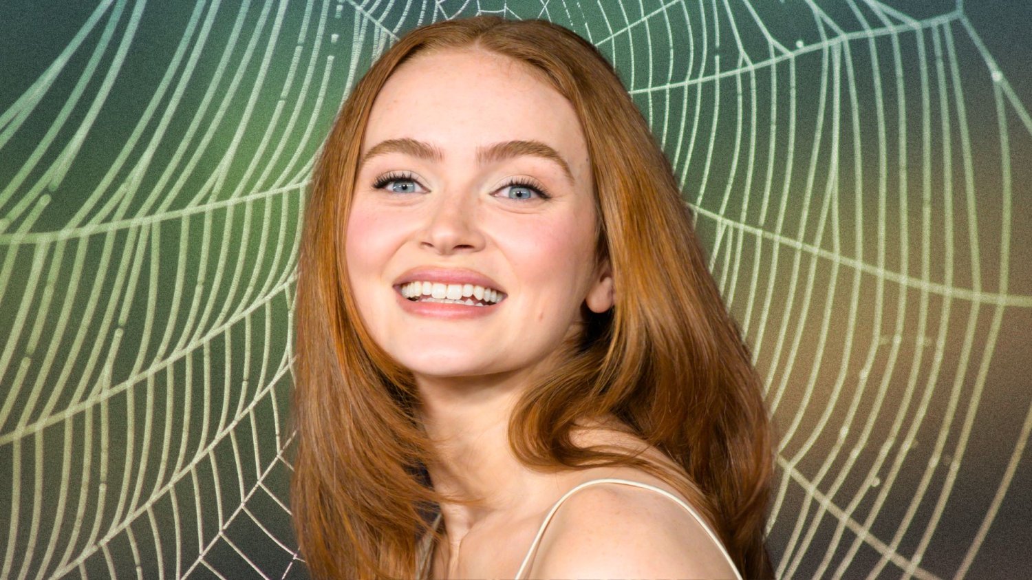 Sadie Sink na tle pajęczyny