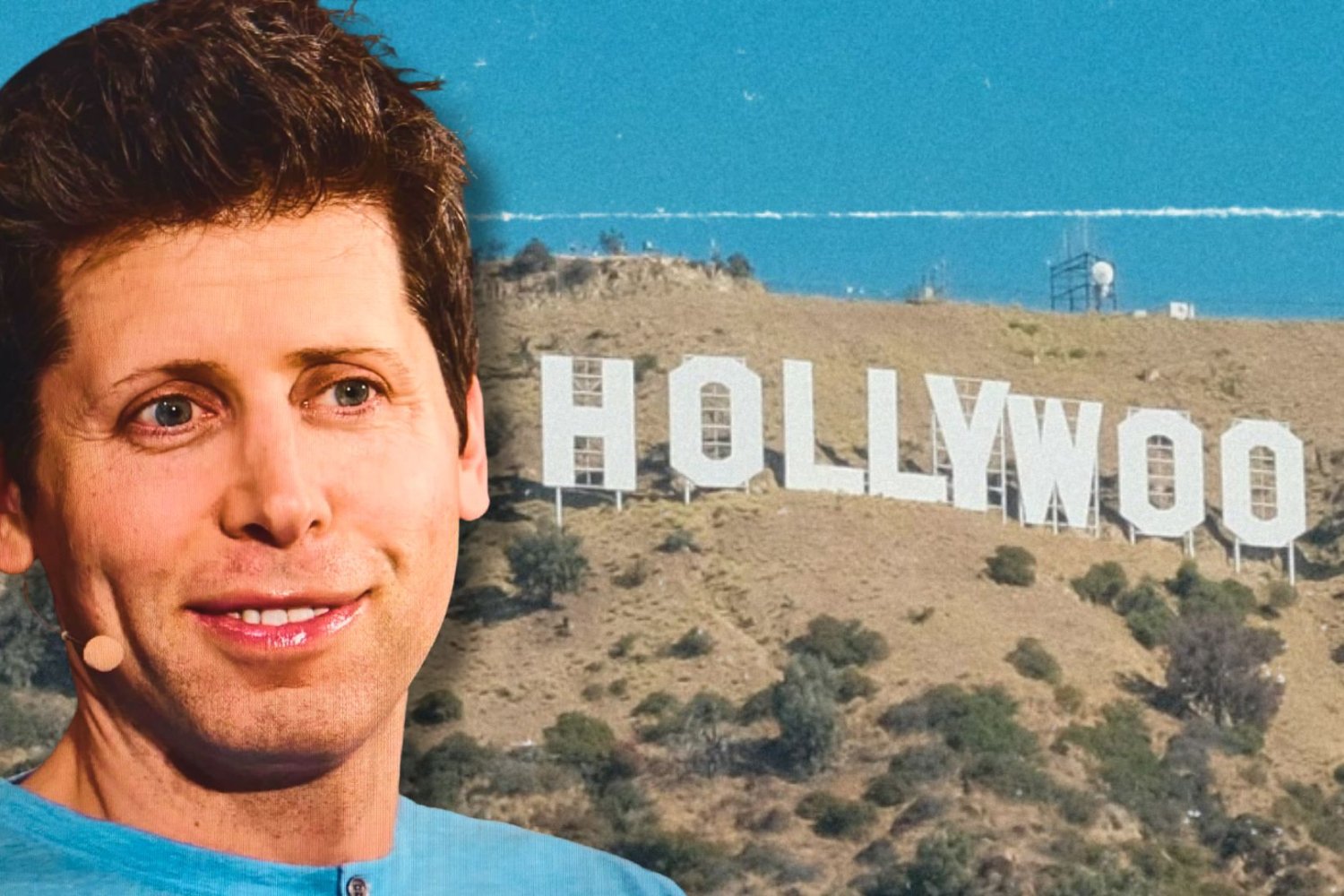 Sam Altman na tle znaku Hollywood