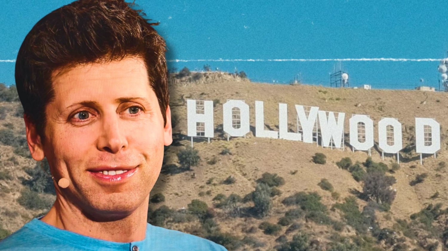 Sam Altman na tle znaku Hollywood