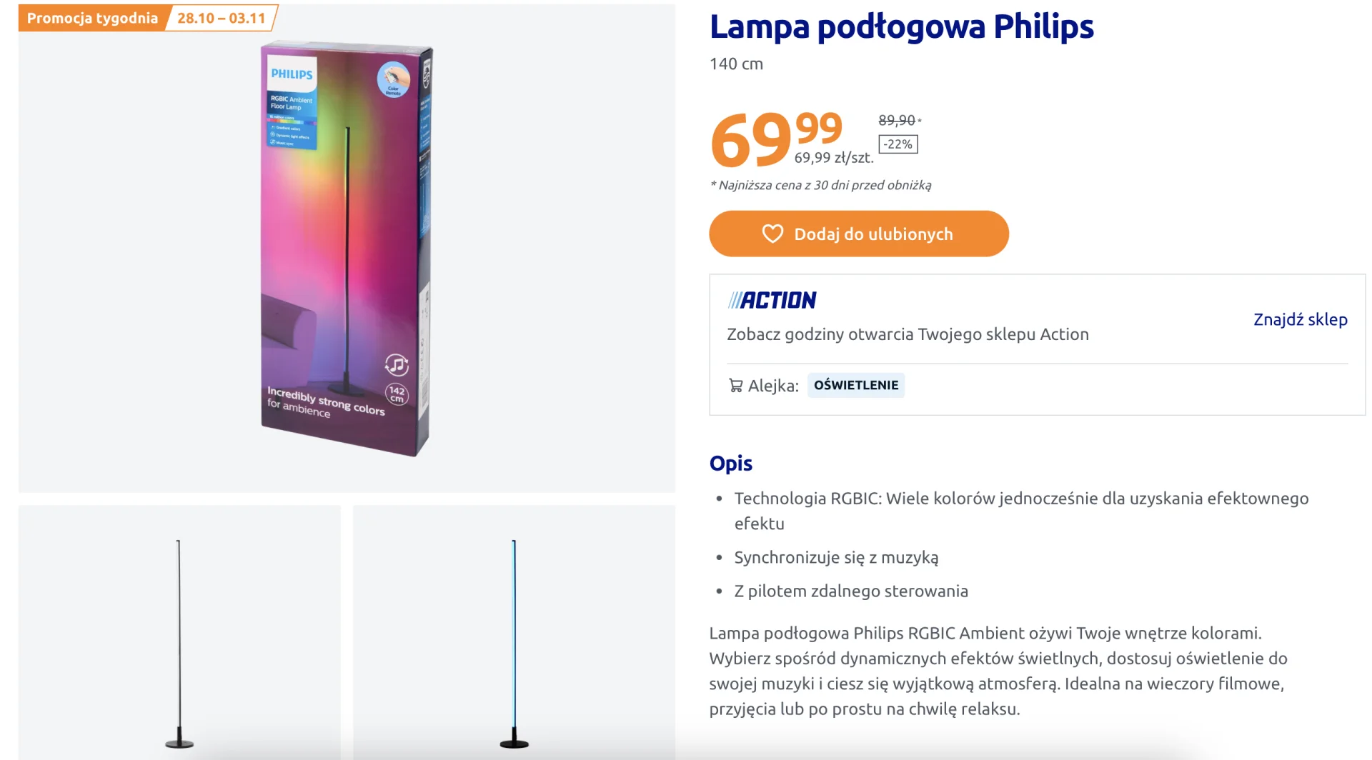 Action wyprzedaje Philips za 69,99 zł. Ta lampa "tańczy" w rytm muzyki i miesza kolory Action