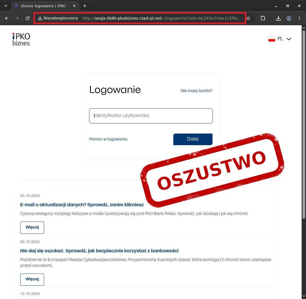 Klienci PKO BP na celowniku cyberprzestępców. CERT Polska bije na alarm CERT Polska