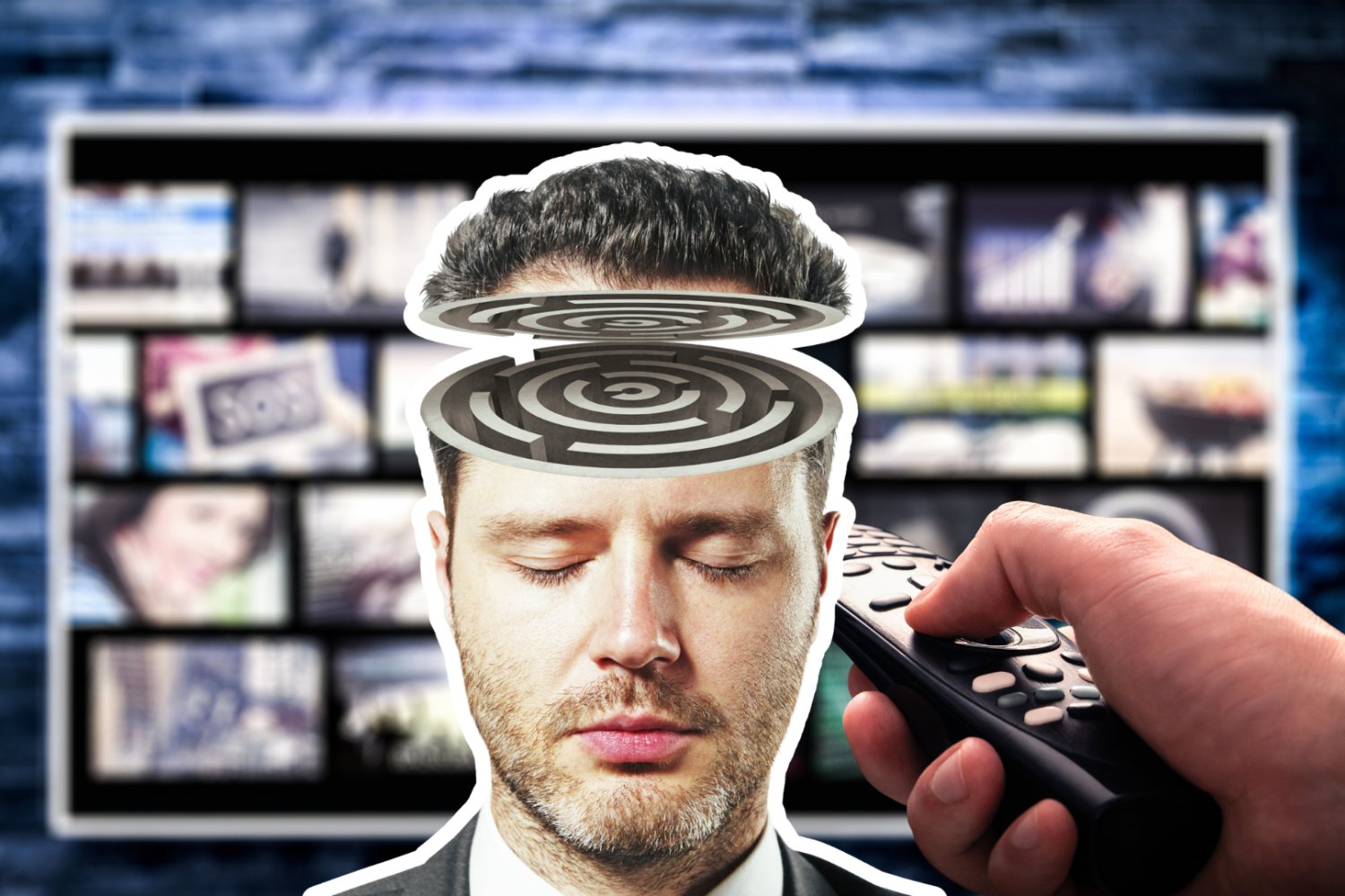 Streaming, głowa z labiryntem myśli