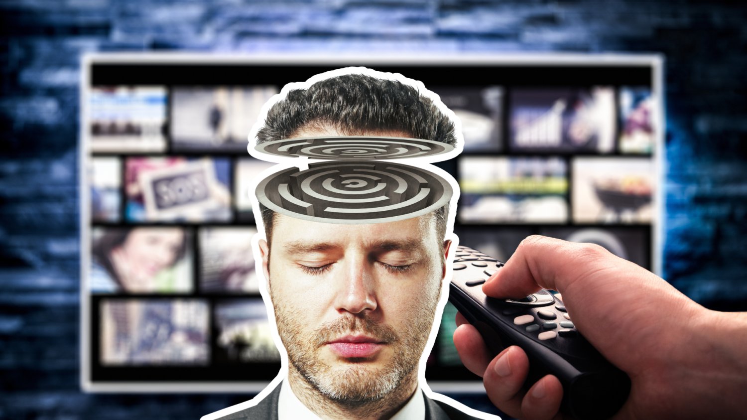 Streaming, głowa z labiryntem myśli