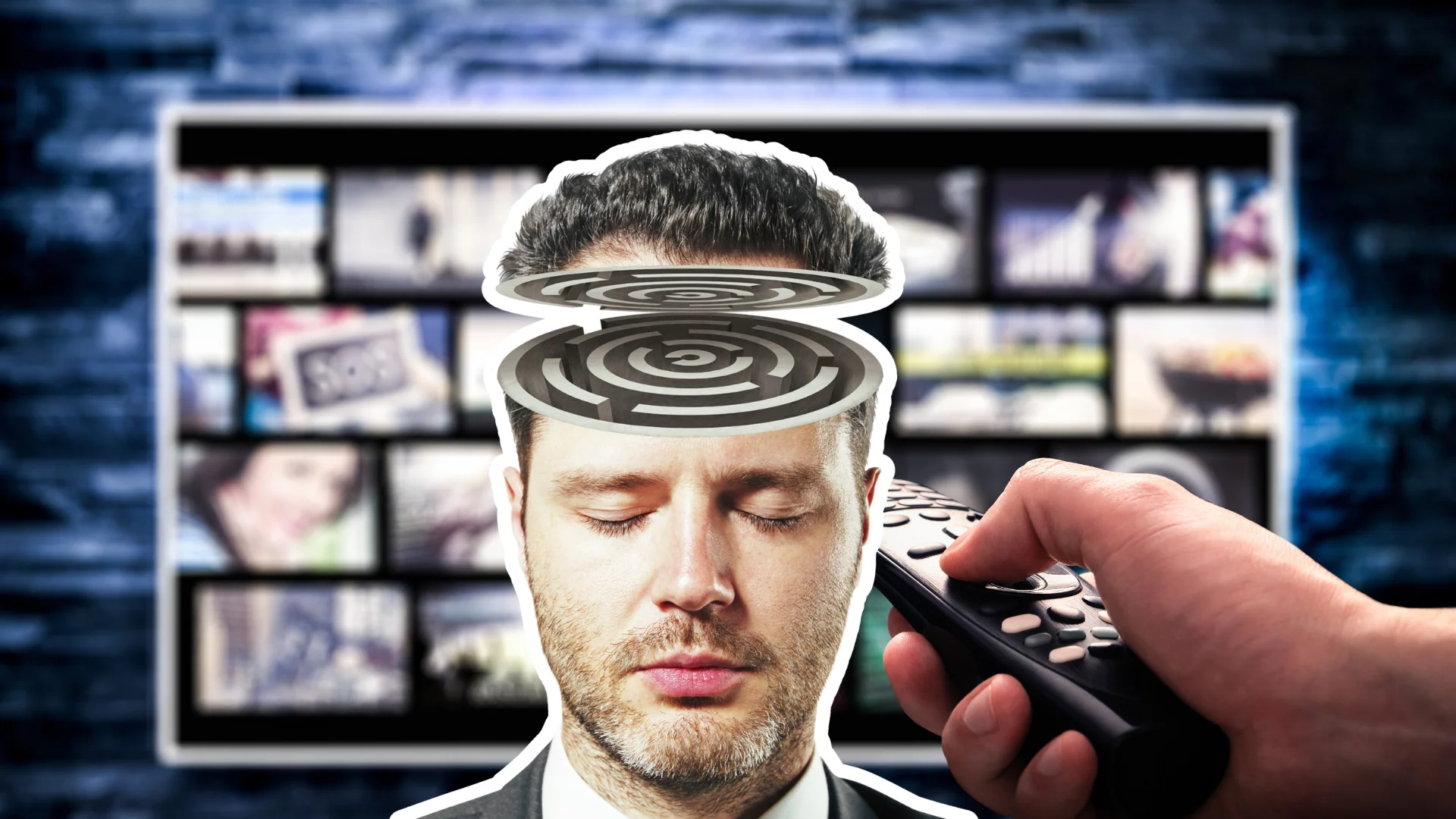 Streaming, głowa z labiryntem myśli