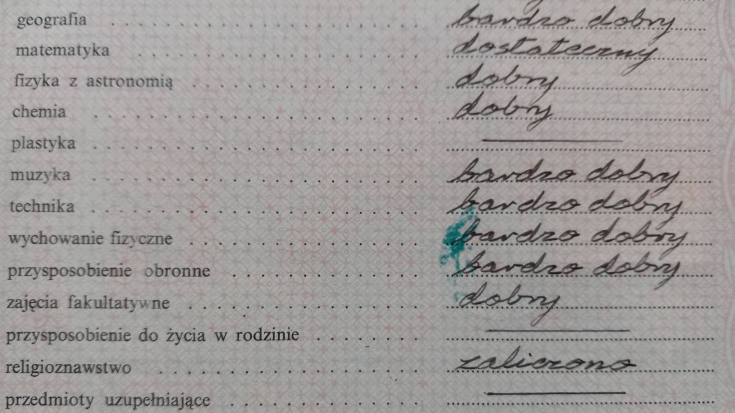 Świadectwo szkolne z lat 90. bez tego przedmiotu się nie liczyło. Teraz próżno go szukać Świadectwo szkolne