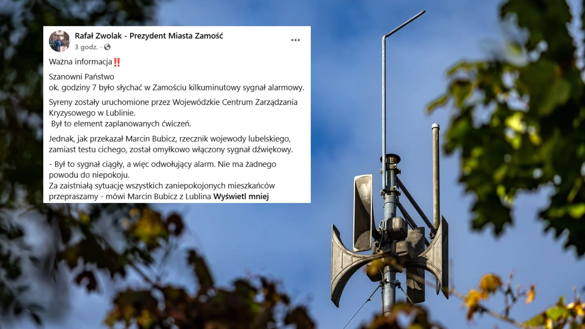 Wpadka CZK na Lubelszczyźnie. Syreny zawyły, ale... przez pomyłkę