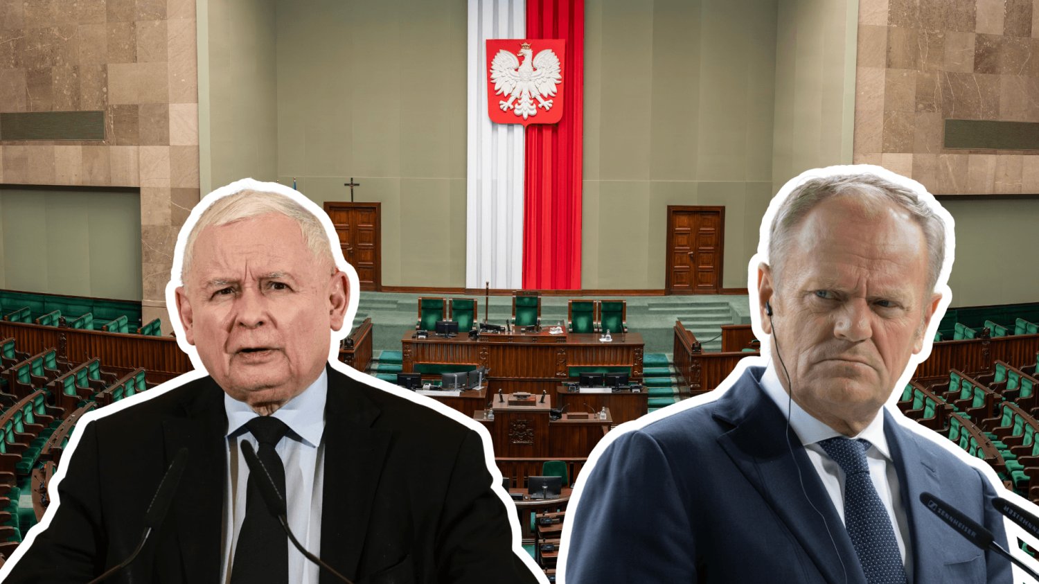 Tusk i Kaczyński, w tle sejm