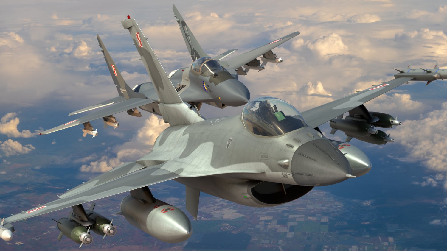 Niezidentyfikowany obiekt spadł w woj. lubelskim. Wojsko poderwało myśliwce F-16 Polskie myśliwce F-16 w locie