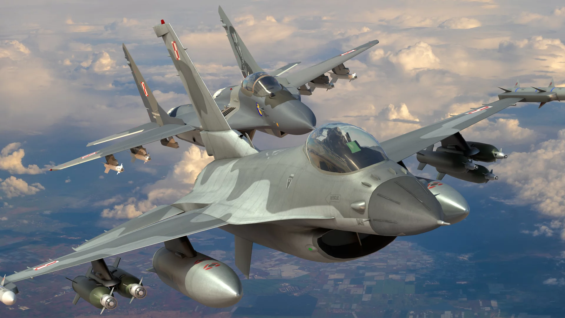 Niezidentyfikowany obiekt spadł w woj. lubelskim. Wojsko poderwało myśliwce F-16 Polskie myśliwce F-16 w locie