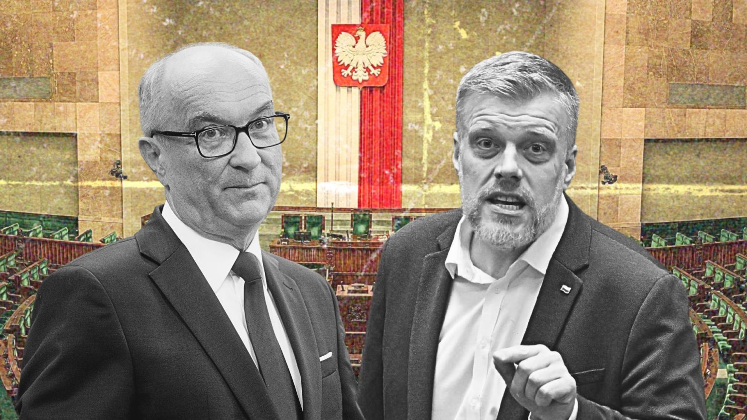 Włodzimierz Czarzasty i Adrian Zandberg na tle Sejmu