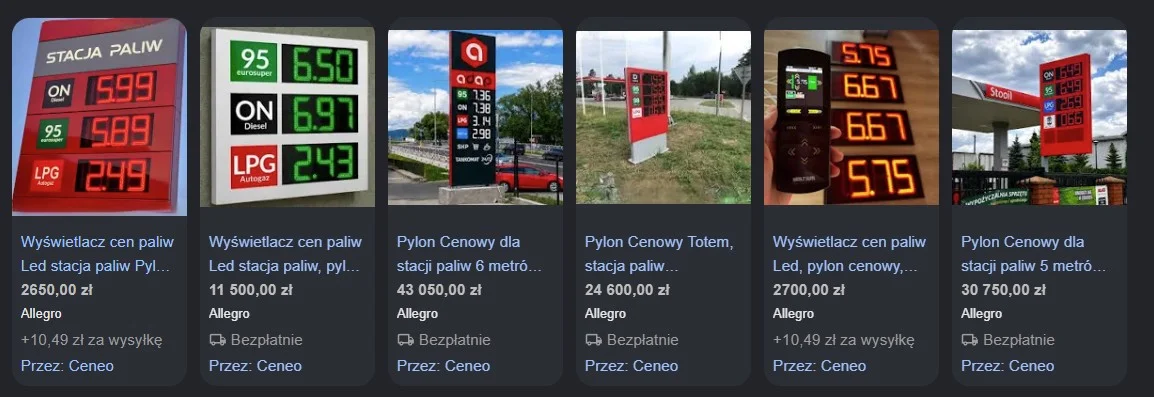 10 zł za paliwo? Stacje są gotowe Przykładowe ceny wyświetlaczy i pylonów