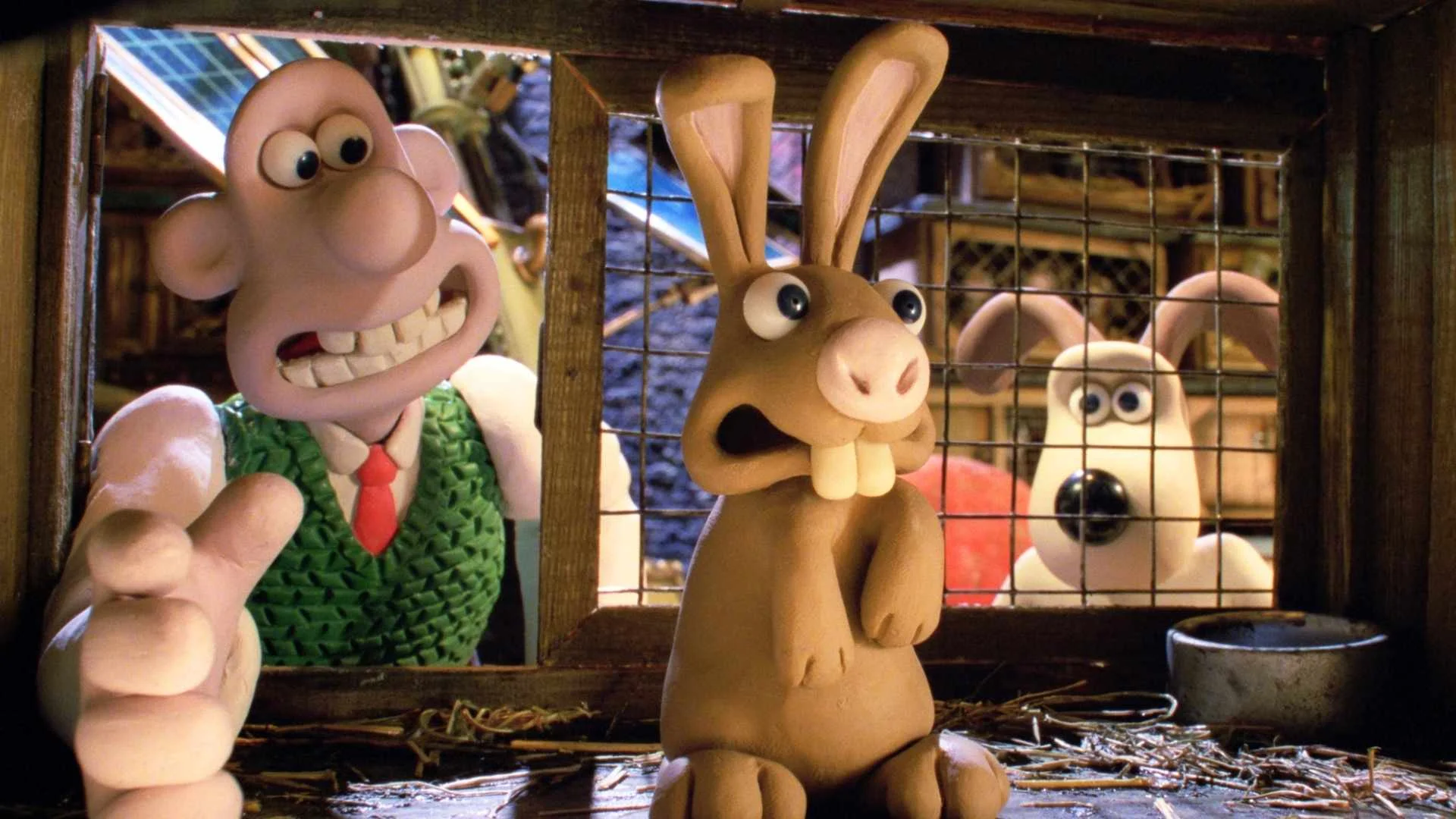 Kadr z filmu "Wallace i Gromit: Klątwa królika"
