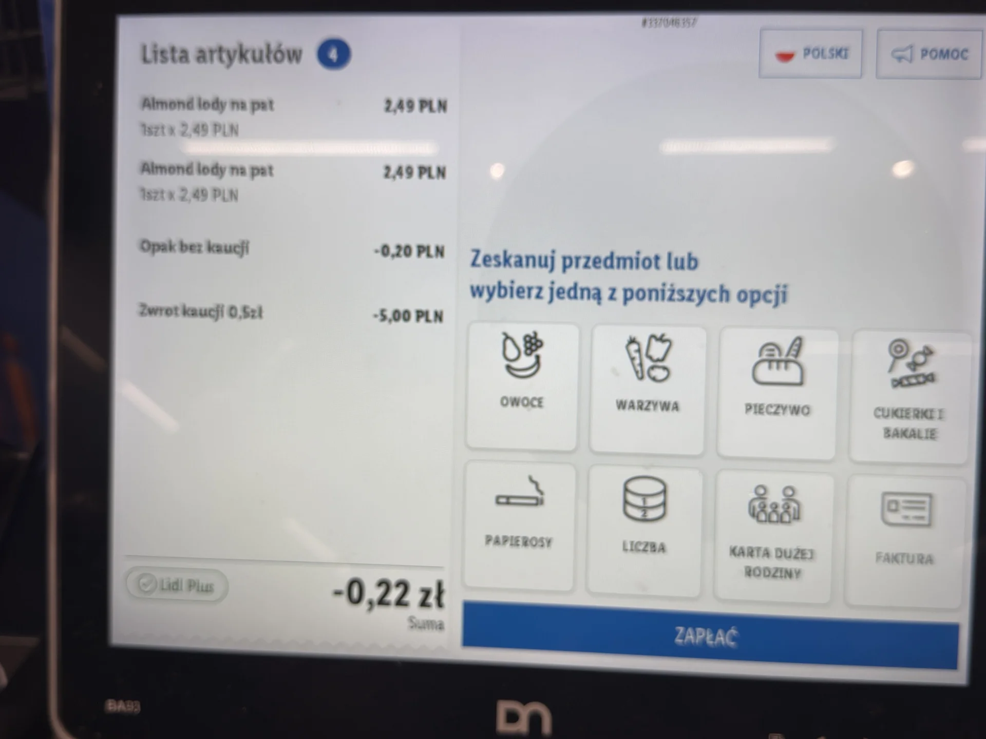 Problem z kasą Lidla i kaucją Zdjęcie kasy Lidla