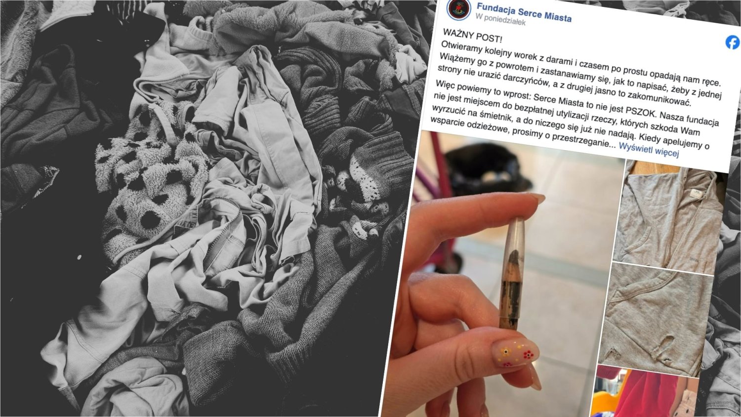 Dziurawe ubrania, brudne majtki, buty bez pary. Pokazali, co ludzie oddają potrzebującym