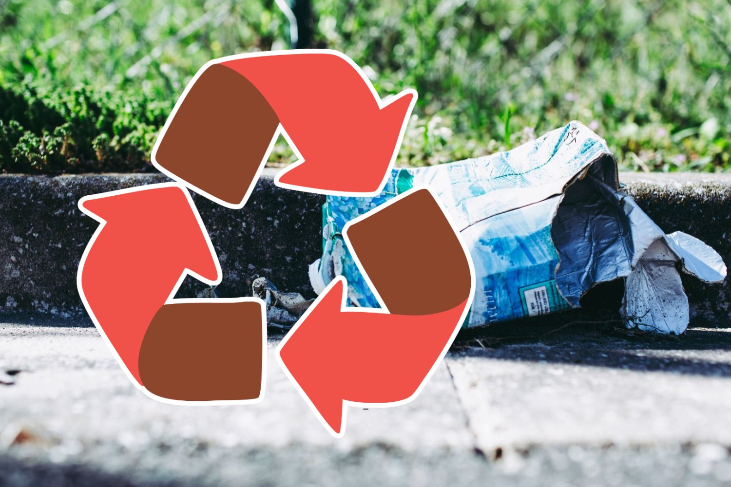 znak recyklingu (czerwony), karton po soku