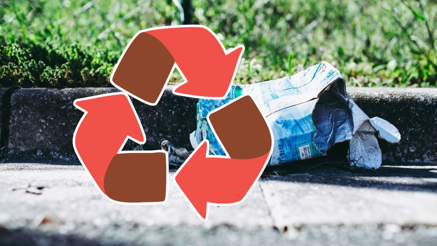 znak recyklingu (czerwony), karton po soku